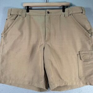 Duluth Trading Carpenter Shorts Mens 46 Brown Canvas Cool Dry Adjustable Outdoor